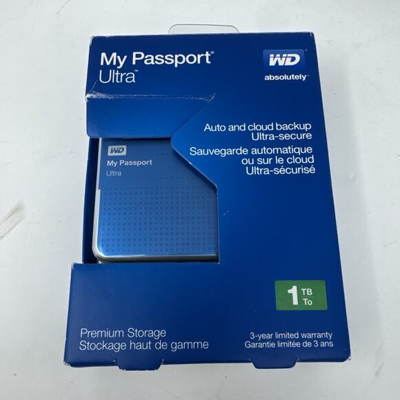 WD My Passport Ultra 1 TB external hard drive Brand New WIN 8 - Blue - Picture 1 of 6